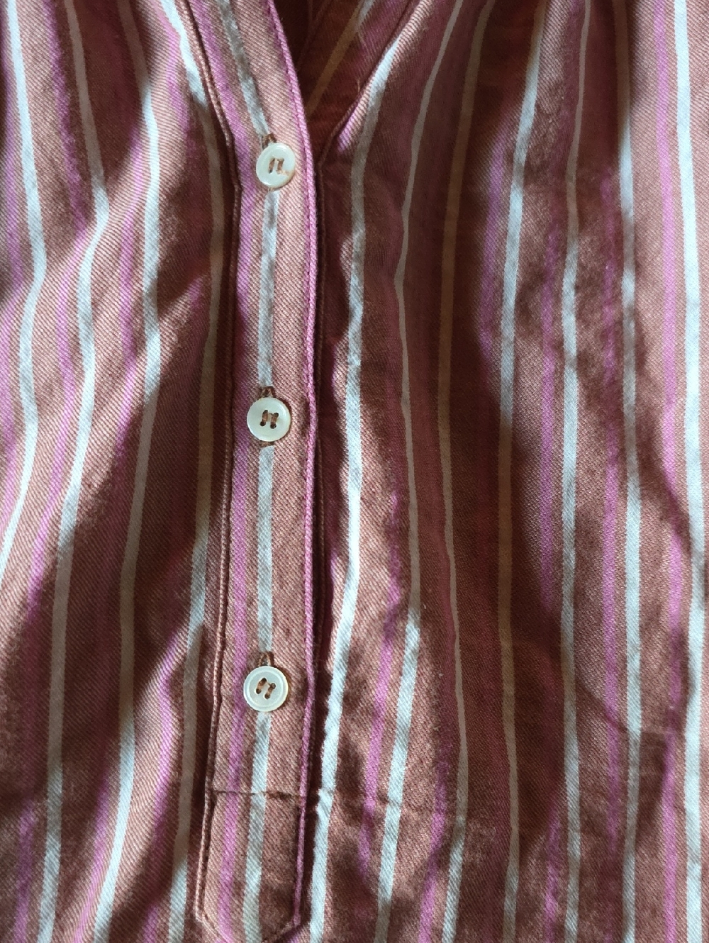 Xirena Aerin Top Striped Blouse Sz M Button Up Pink White Boho Classic Relaxed - Picture 6 of 11